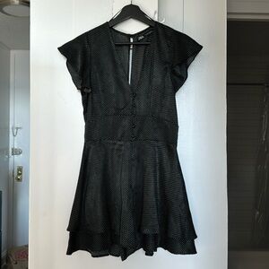 ZARA Black White RUFFLED POLKA DOT PLAYSUIT